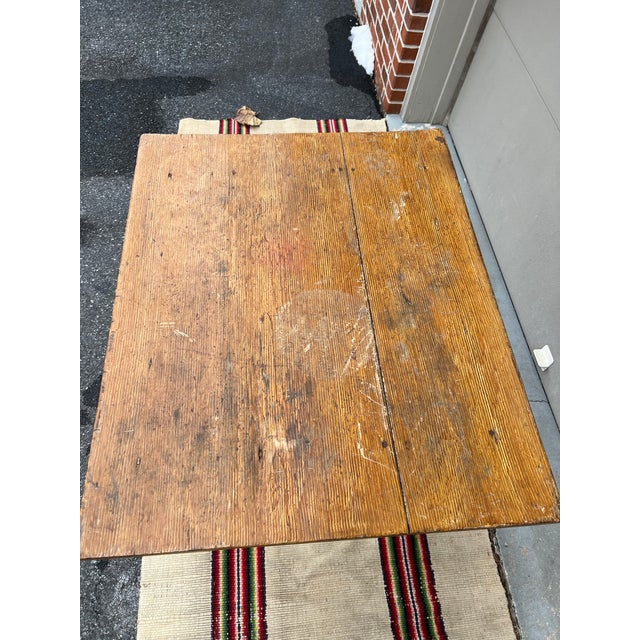 A Antique Pennsylvania Farmhouse Paint Decorated, Tapered Leg Work Table, Circa 1800 For Sale - Image 4 of 12