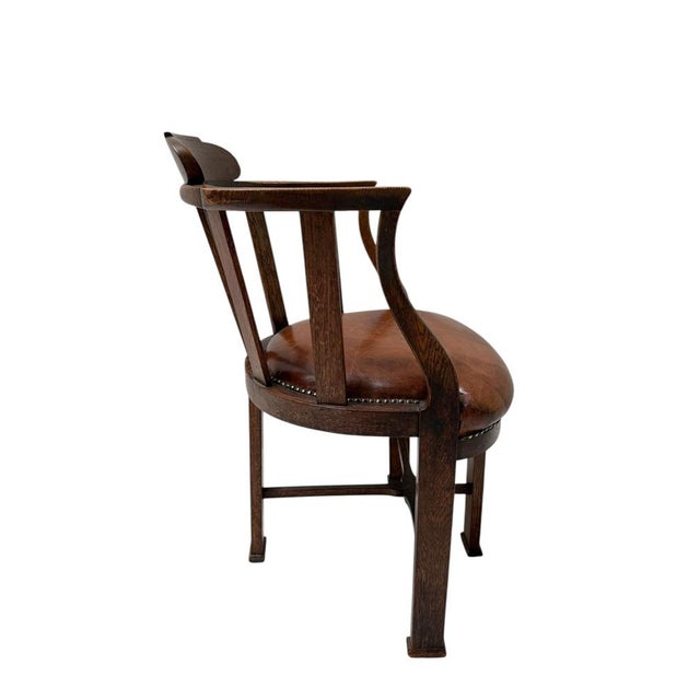 Art Deco Captains Armchair with Leather Seat, 1930s For Sale - Image 4 of 11