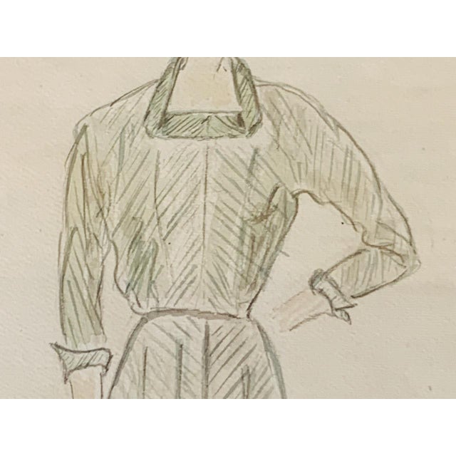Berthe Duquaine, Figurative Composition, 1950s, Pencil on Paper For Sale - Image 13 of 18