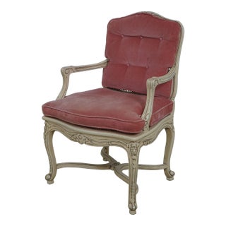 French Style Cane Back & Seat Painted Armchair For Sale