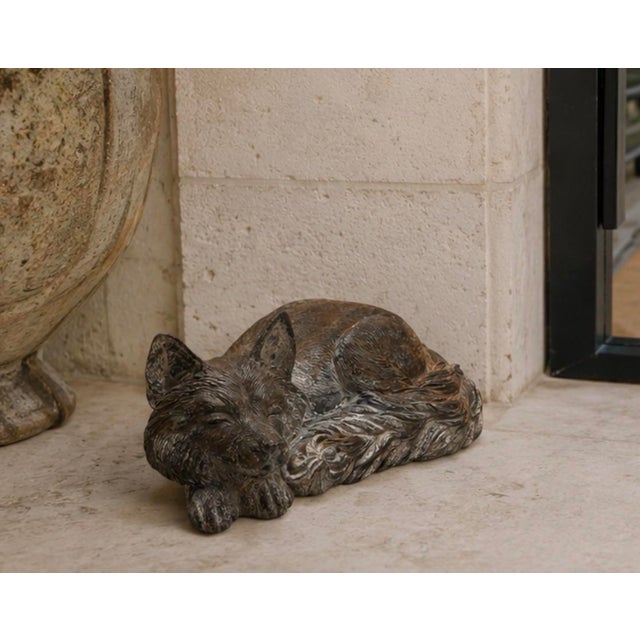 Vintage Cast Iron Sleeping Fox Statue For Sale - Image 11 of 12