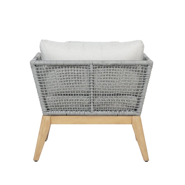 Cypress Teak Wood Outdoor Arm Chair With Gray Rope Design For Sale - Image 4 of 12
