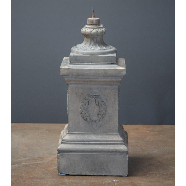 Large English Campana Garden Urn or Planter Pot on Square Plinth Base For Sale - Image 13 of 13