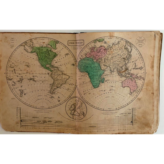 This is a very nice double hemisphere world map. Title: The World; created by W Woodbridge, 1835, Hartford. It also...