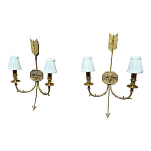 Late 1800s French Empire Bronze Wall Sconces