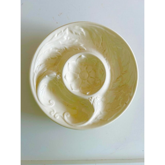 Vintage Gien Majolica Artichoke Serving Platters / Dip Dishes S-4. 9.5” D in cream color, very good condition.