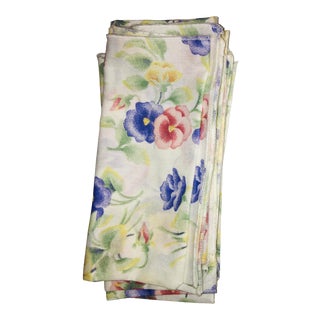 Vintage Floral Fabric Dinner Napkins - Set of 12 For Sale