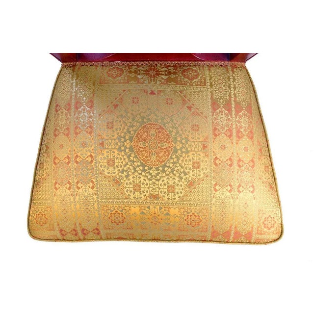 Gold Set of Chippendale Style Red Lacquered Rosewood Chairs, 1880s For Sale - Image 8 of 9