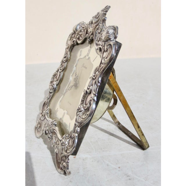 Baroque Gorhan Sterling Silver Table Alarm Clock For Sale - Image 3 of 8