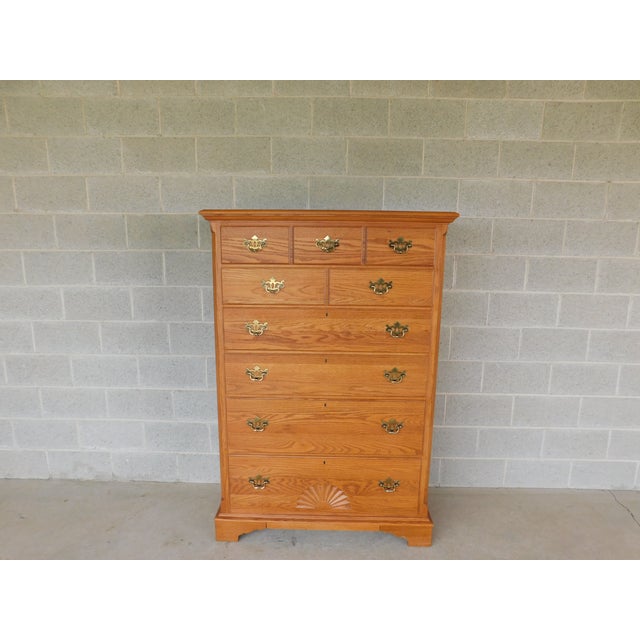 Traditional Thomasville American Oak Collection Georgian Style Tall Chest For Sale - Image 3 of 15