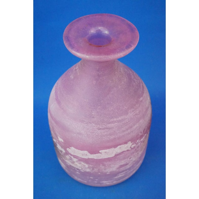 20th Century Blown Pink Glass Vase Bottle Worked with Acid from the Cenedese Glassworks, Italy, 1950s For Sale - Image 9 of 18