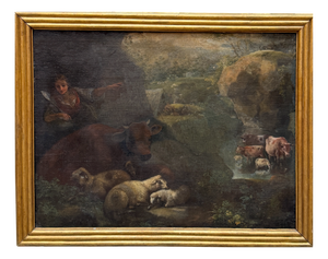 School of Giacinto Brandi, Pastoral Scene, Oil on Canvas, Framed