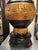Very large impressive pair of gilt and ebonized bronze and ebonized wood table lamps in the manner of James Mont. Raised...