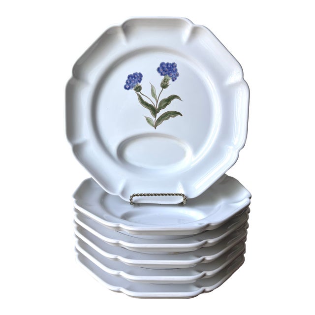 Motton Gien French Faience Asparagus Plates-Set 6 For Sale