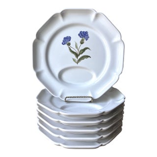 Motton Gien Hand-Painted French Faience Asparagus Plates-Set 6 For Sale