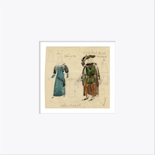 German Theater Costume Sketch Drawing Circa 1970 (5) For Sale