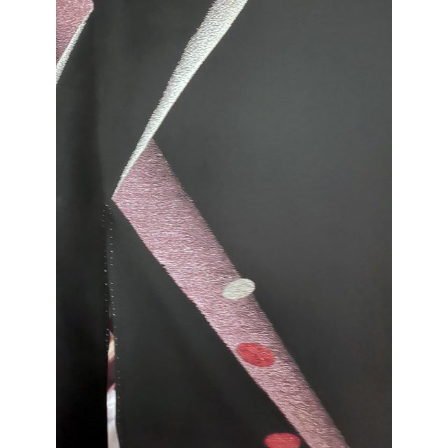 Vintage Japanese Silk Meisen Kimono with Geometrical Design For Sale In Atlanta - Image 6 of 11