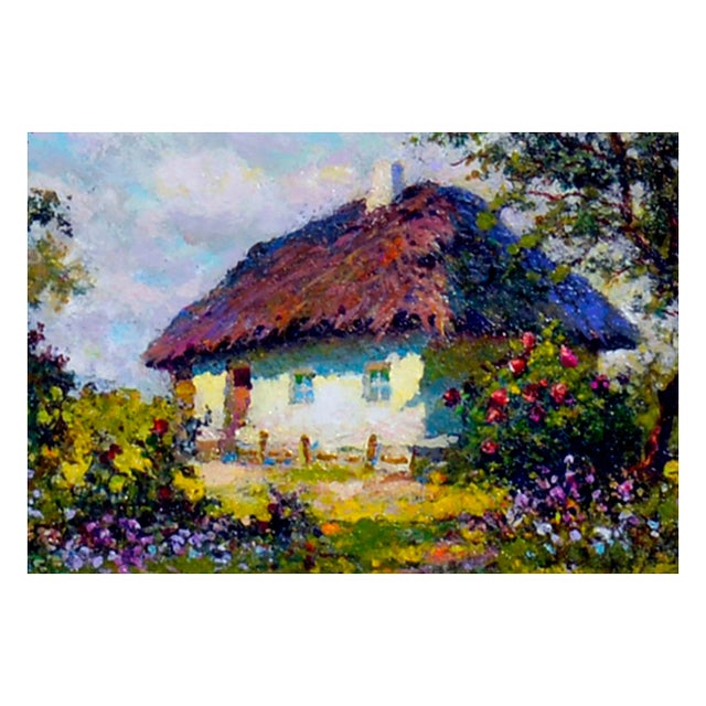 Spring Cottage Landscape by Anatoly Petrovitch Krisochenko For Sale - Image 4 of 6