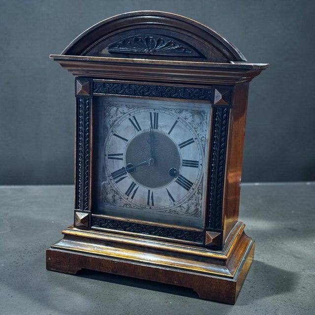 Victorian Chiming Mantle Clock with Key and Pendulum For Sale - Image 10 of 10