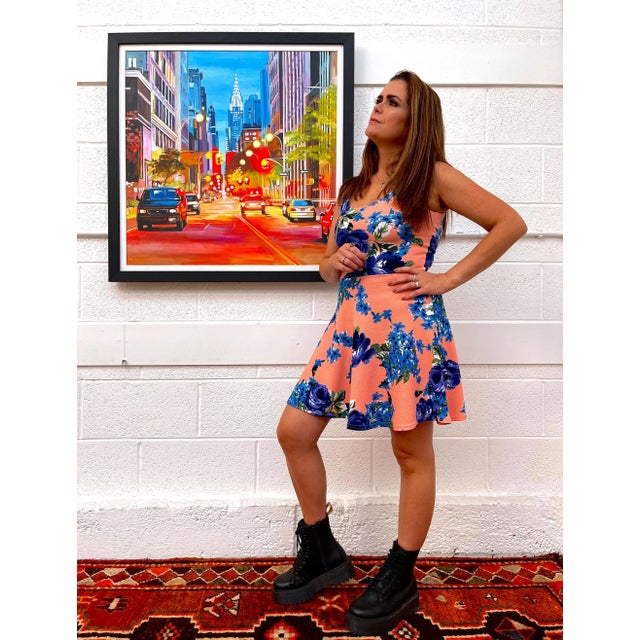 Painting of Chrysler Building New York City by Contemporary British Artist Angela Wakefield Art measures 31.5 x 31.5...