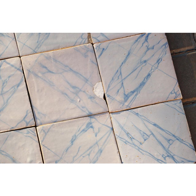Rare Set of 31 Antique 19th Century Portuguese Tiles Blue & White Faux Marble For Sale - Image 10 of 18