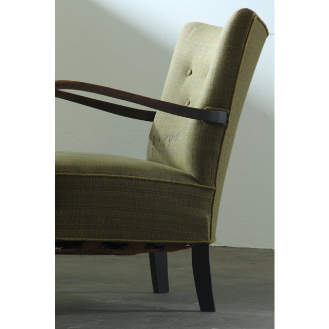 Wood Vintage Danish Beechwood Lounge Chair with Curved Armrests, Denmark, 1930s For Sale - Image 7 of 18