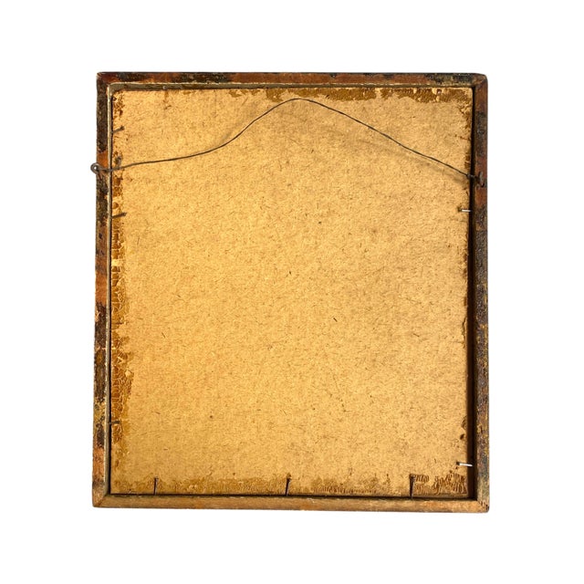 A small vintage gouache of a hunt scene in a circular mat and a frame with intricate detail. Signed.