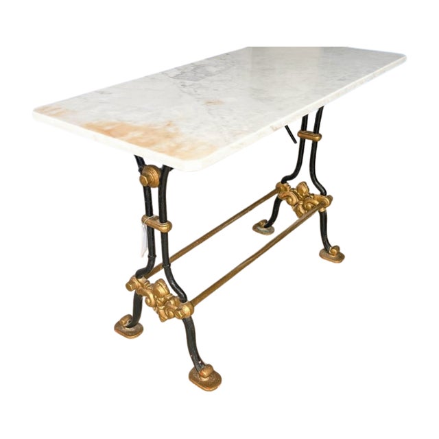 19th Century French Bistro Table With Carrera Marble Top For Sale In Charleston - Image 6 of 8