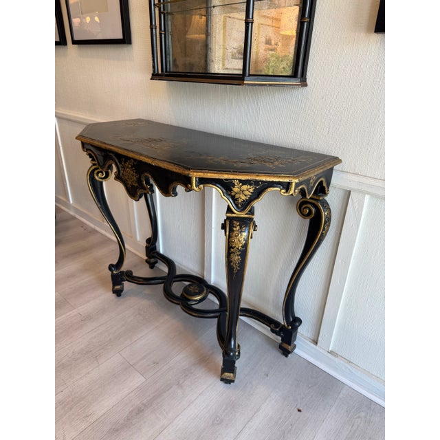 Late 18th Century Vintage Black Chinoiserie Console Table For Sale - Image 5 of 6