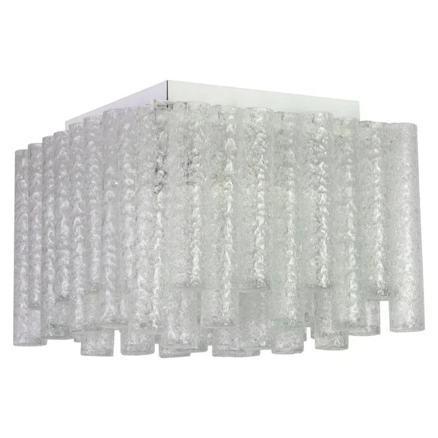 Glass German Murano Ice Glass Tubes Flushmount by Doria, 1960s For Sale - Image 7 of 7