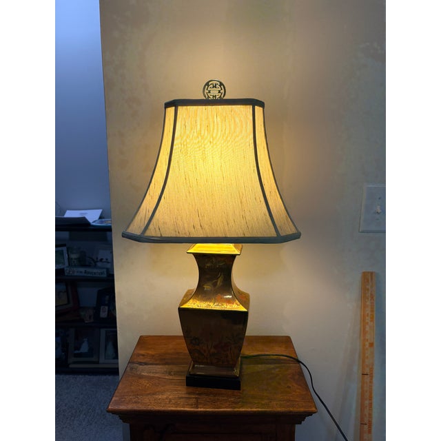 Vintage Morris Greenspan Chinoiserie Gold Lamp For Sale - Image 15 of 16