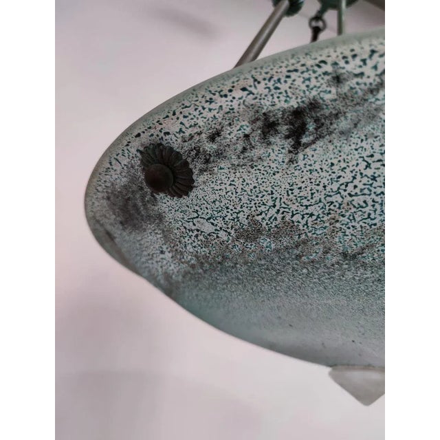 Aqua Vintage Green Glass Chandelier For Sale - Image 8 of 15