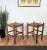 Stylish and beautiful pair of 1960s Mid-Century Modern stools in wood and cord or woven rope, in the style of Audoux Minet...