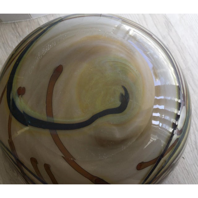 Cream Daniel Edler Trellis Tri Floral Art Glass Bowl For Sale - Image 8 of 9