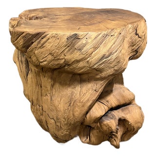 Vintage 1960s–70s Organic Driftwood Root Side Table – Sculptural Natural Wood Accent (25” Wide) For Sale