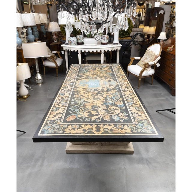 Metal Late 19th Century Monumental Italian Scagliola Dining Table on Carved Stone Scroll Bases For Sale - Image 7 of 7