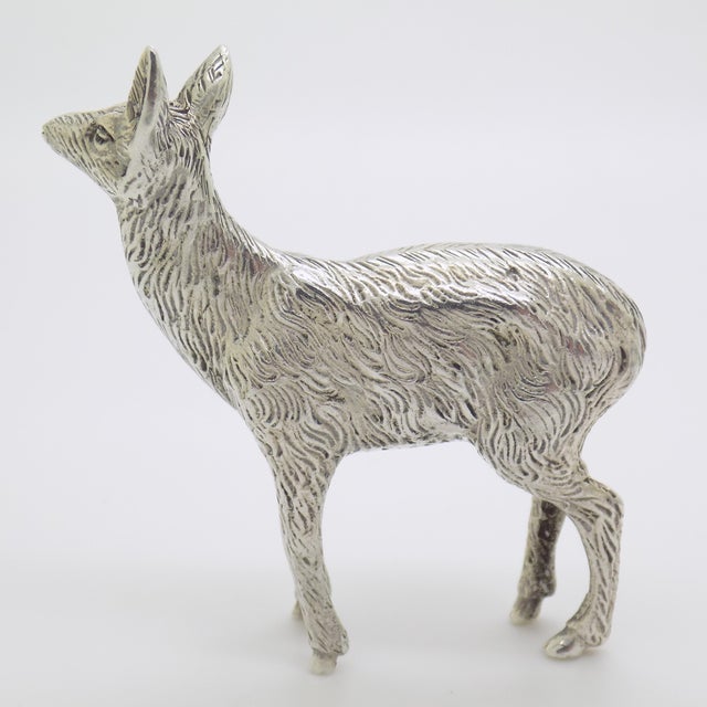 Vintage Italian Handmade Genuine Silver Deer / Fawn Figurine Rare Solid Statue For Sale - Image 6 of 11