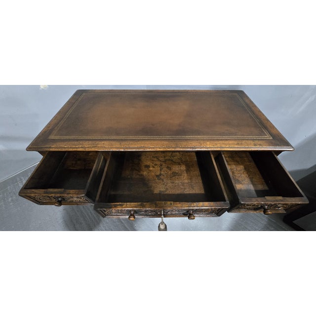 Oak Pedestal Desk, 1920s For Sale - Image 6 of 11