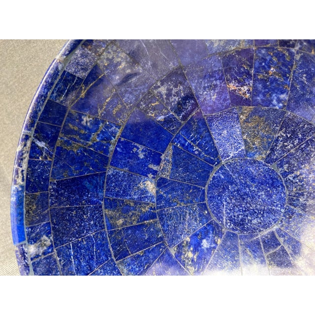 Modern Early 21st Century Hand Carved Lapis Lazuli Mosaic Bowl For Sale - Image 3 of 13
