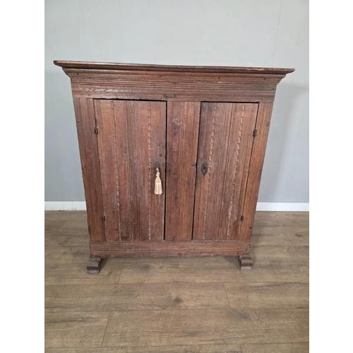 Antique 18th Century Primitive Oak Cupboard with Original Blacksmith Lock & Hinges For Sale - Image 9 of 9