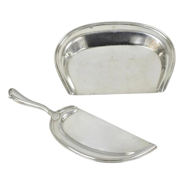 Vintage Bernard Rice's Sons Inc Silver Plated Crumb Catcher Silent Butler Set For Sale