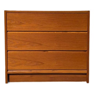 1960s Petite Danish Modern Teak Three-Drawer Dresser or Nightstand For Sale