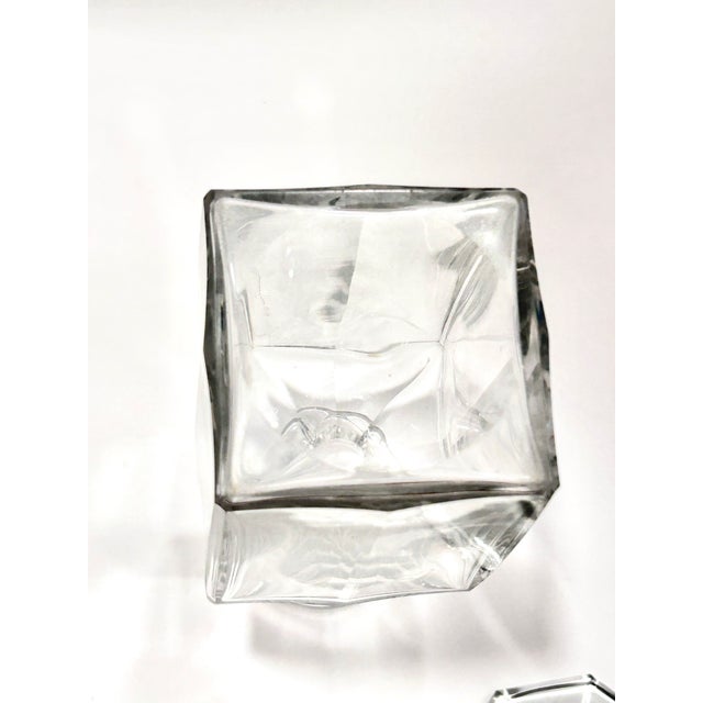 Vintage Cut Crystal Square Decanters With Octagonal Stoppers - a Pair For Sale - Image 9 of 9
