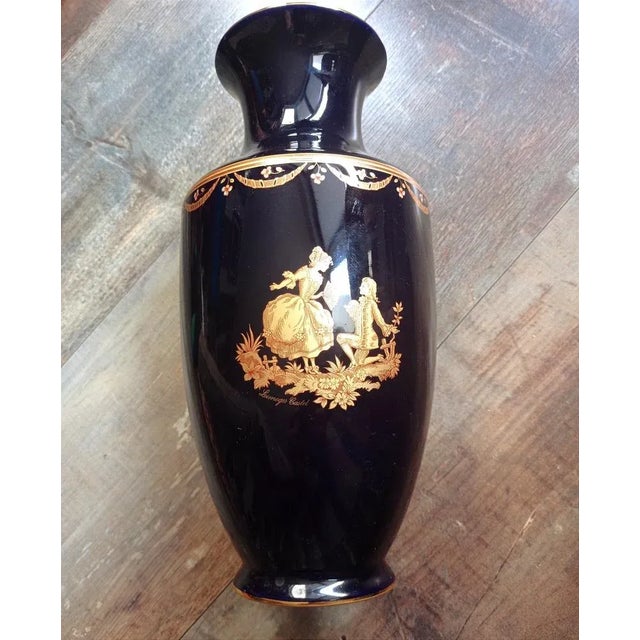 Mid-Century Limoges Blue Cobalt Vase in 22k Gold, France, 1950s For Sale - Image 6 of 6