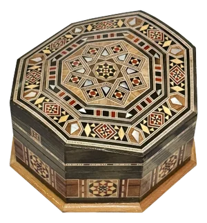 1990s Vintage Marquetry Wood Inlaid Box