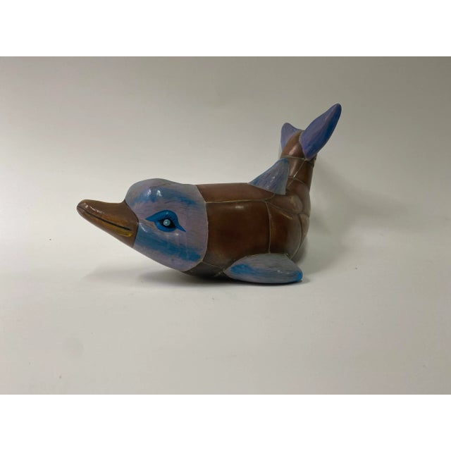 Sergio Bustamante Brass and Porcelain Dolphin Sculpture For Sale - Image 4 of 8
