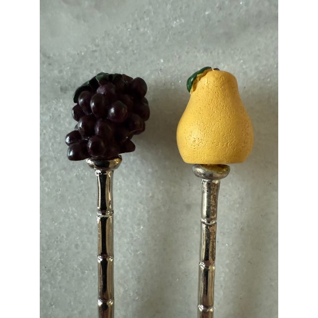 Mid 20th Century Set of 6 Italian Silver Plate Teaspoons With Fruit Theme For Sale - Image 10 of 11