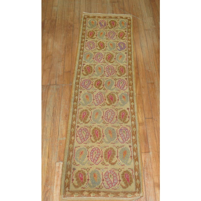 Green Early 20th Century Zabihi Collection Turkish Paisley Motif Small Size Runner - 1'9" x 5'10" For Sale - Image 8 of 8