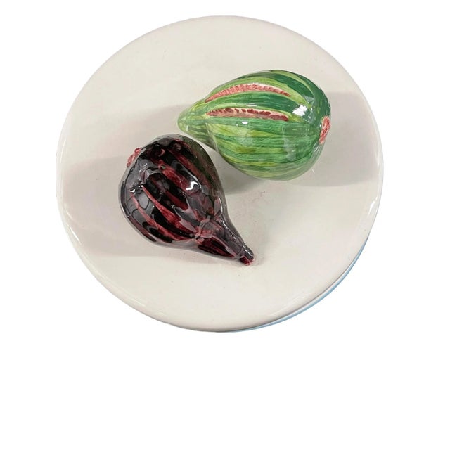 Cerulean 1960s Tiffany and Co. Ceramic Fig Lidded Box For Sale - Image 8 of 9