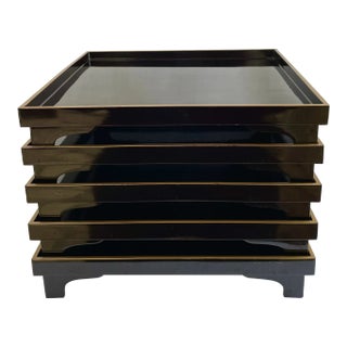 Vintage Lacquer Tray Set of 5 For Sale